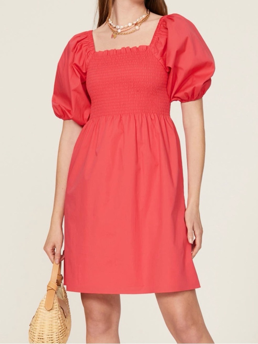 Trina Turk Mesquite Puff-Sleeve Smocked Mini Dress